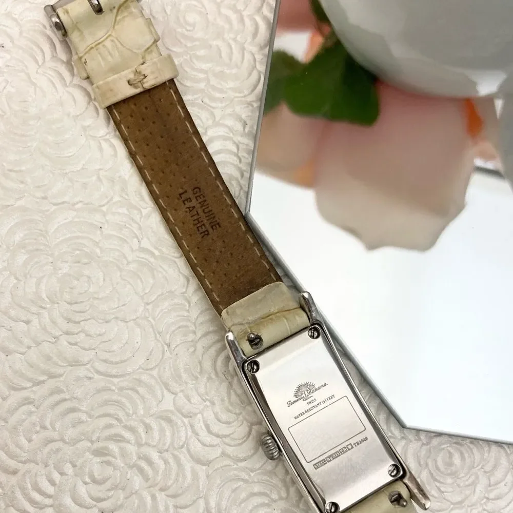 Tommy Bahama Sterling Silver Curvex Tank Style Ladies Swiss Quartz Watch
